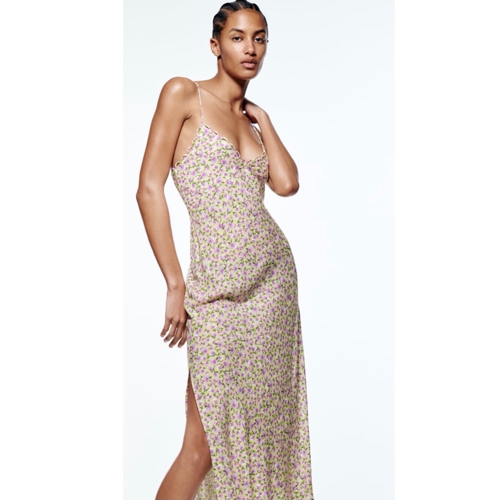 Zara floral print slip dress